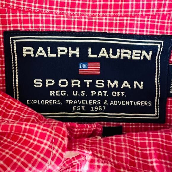 Ralph Lauren Sportsman Red Plaid Shirt Men Large Western Heritage Long Sleeve - Picture 8 of 11